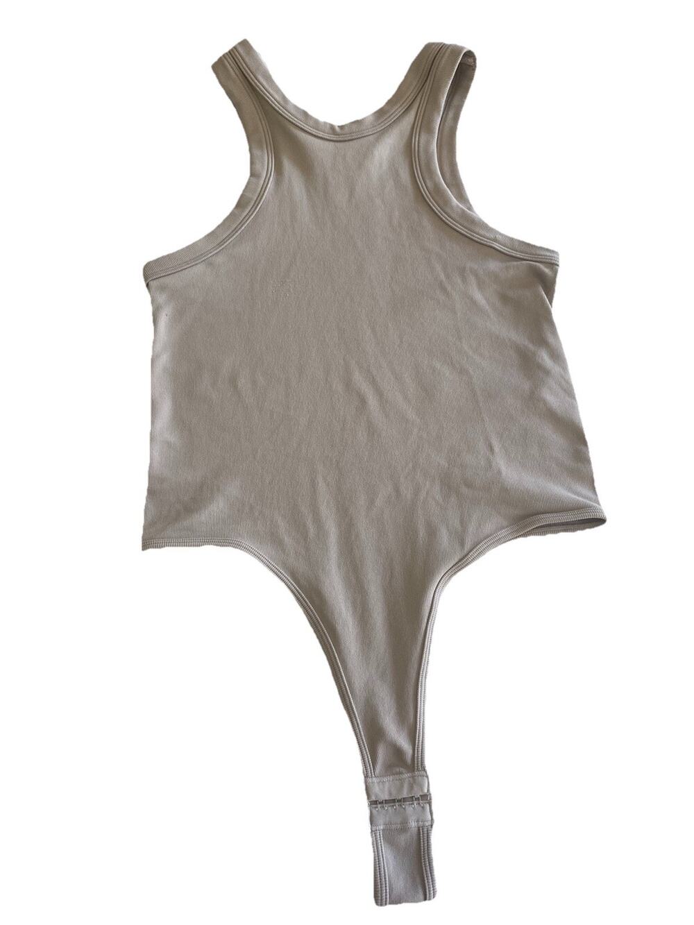 dynamic ribbed high neck bodysuit tan taupe brown one size